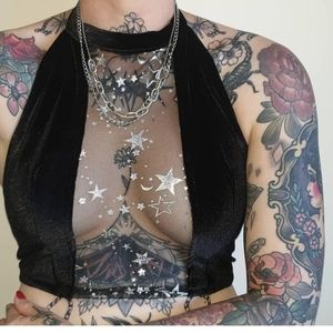 Stars and velvet tie halter bra